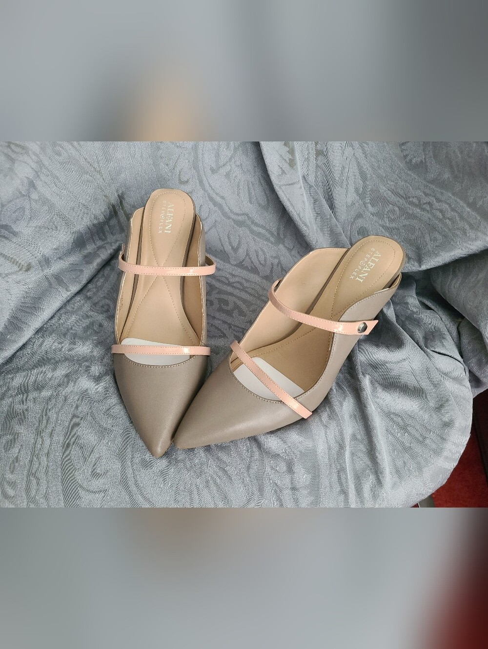 Pointed Toe Strappy Mules in Taupe and Blush - Fashion Shoe